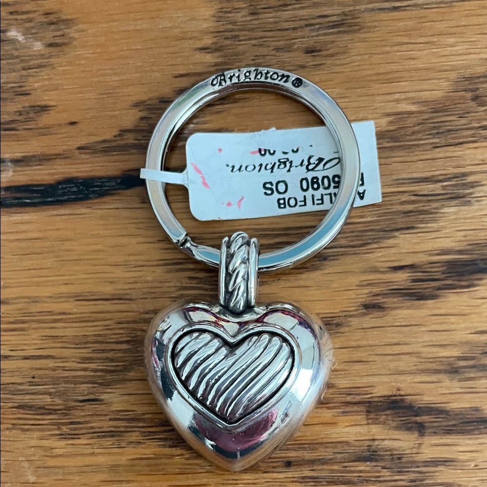 Brighton Silver Heart Charm Key fob NWT